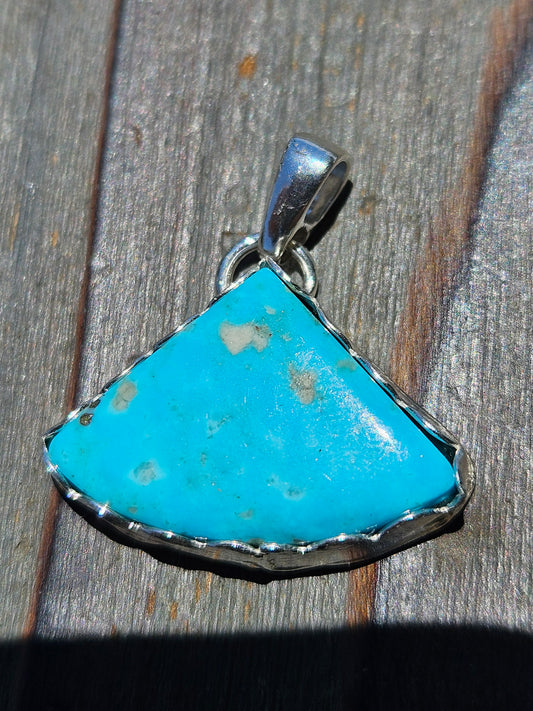 Sleeping Beauty Turquoise Fan Pendant