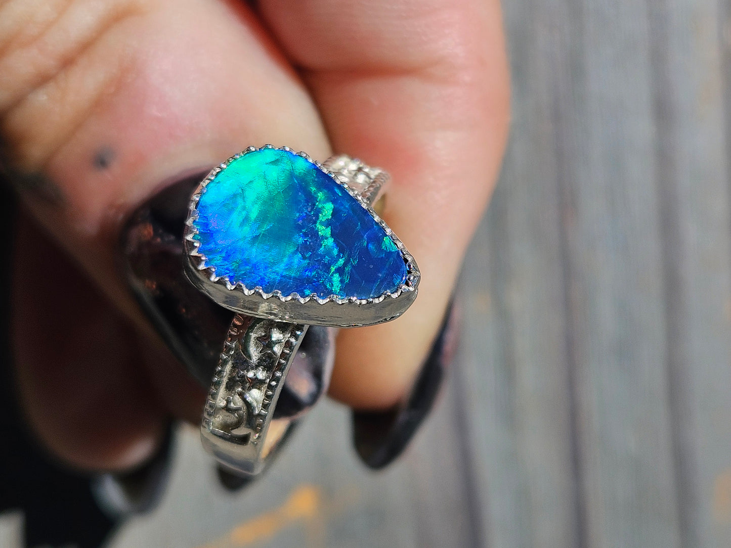Australian Opal Celestial Ring, Size 8