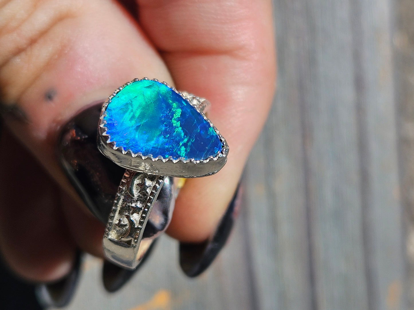 Australian Opal Celestial Ring, Size 8