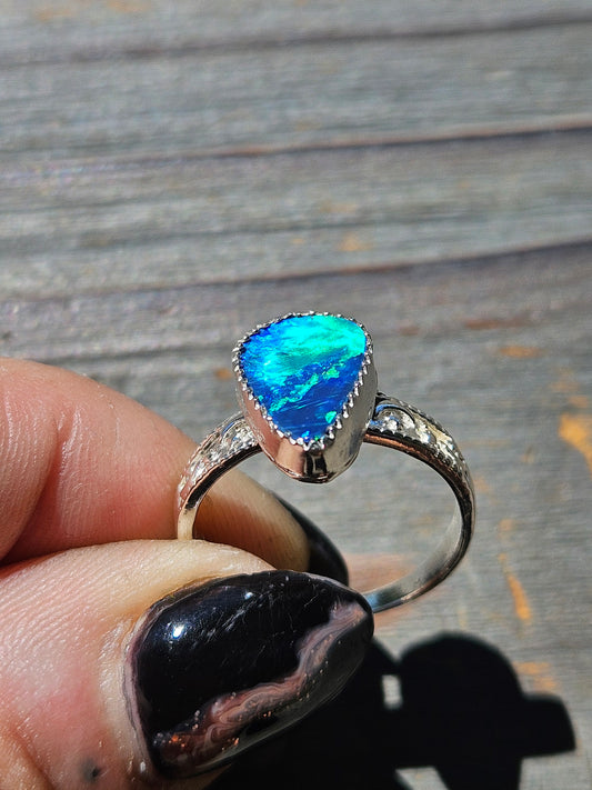 Australian Opal Celestial Ring, Size 8