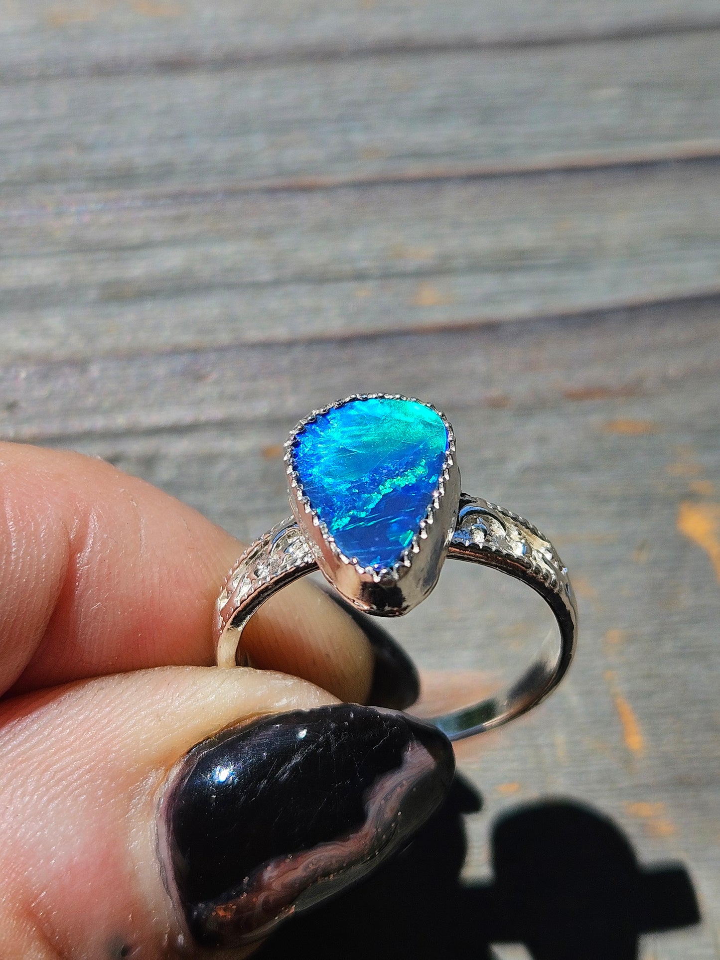 Australian Opal Celestial Ring, Size 8
