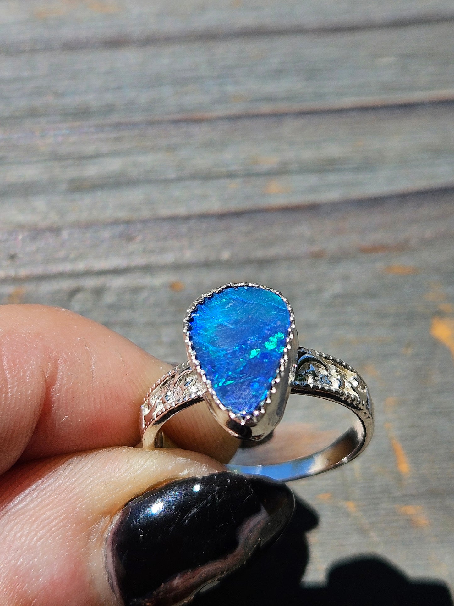 Australian Opal Celestial Ring, Size 8