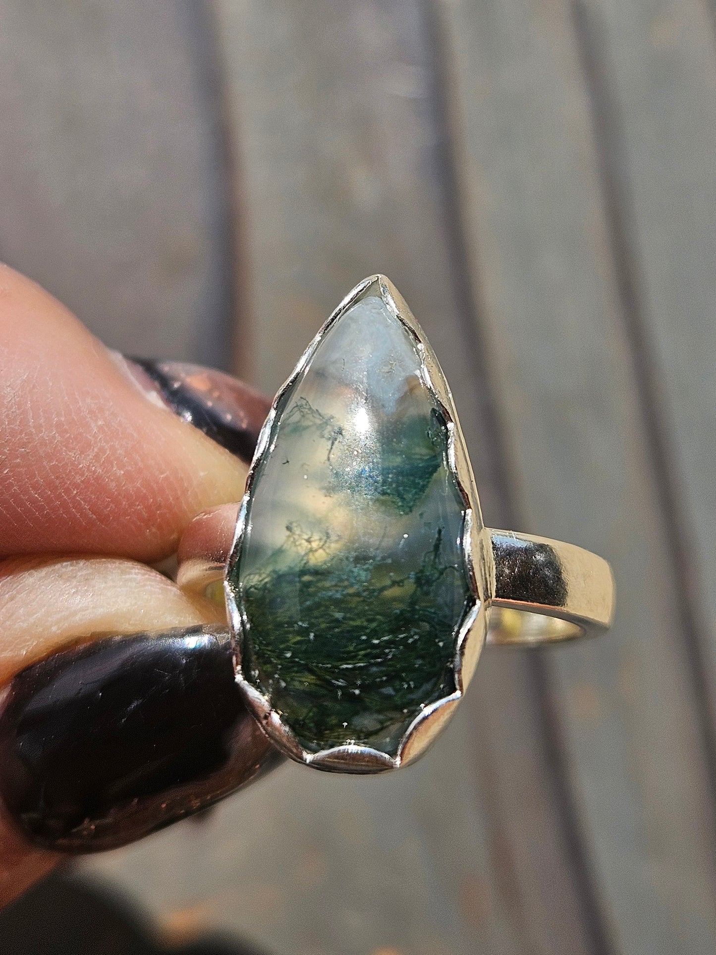 Moss Agate Ring, Size 6