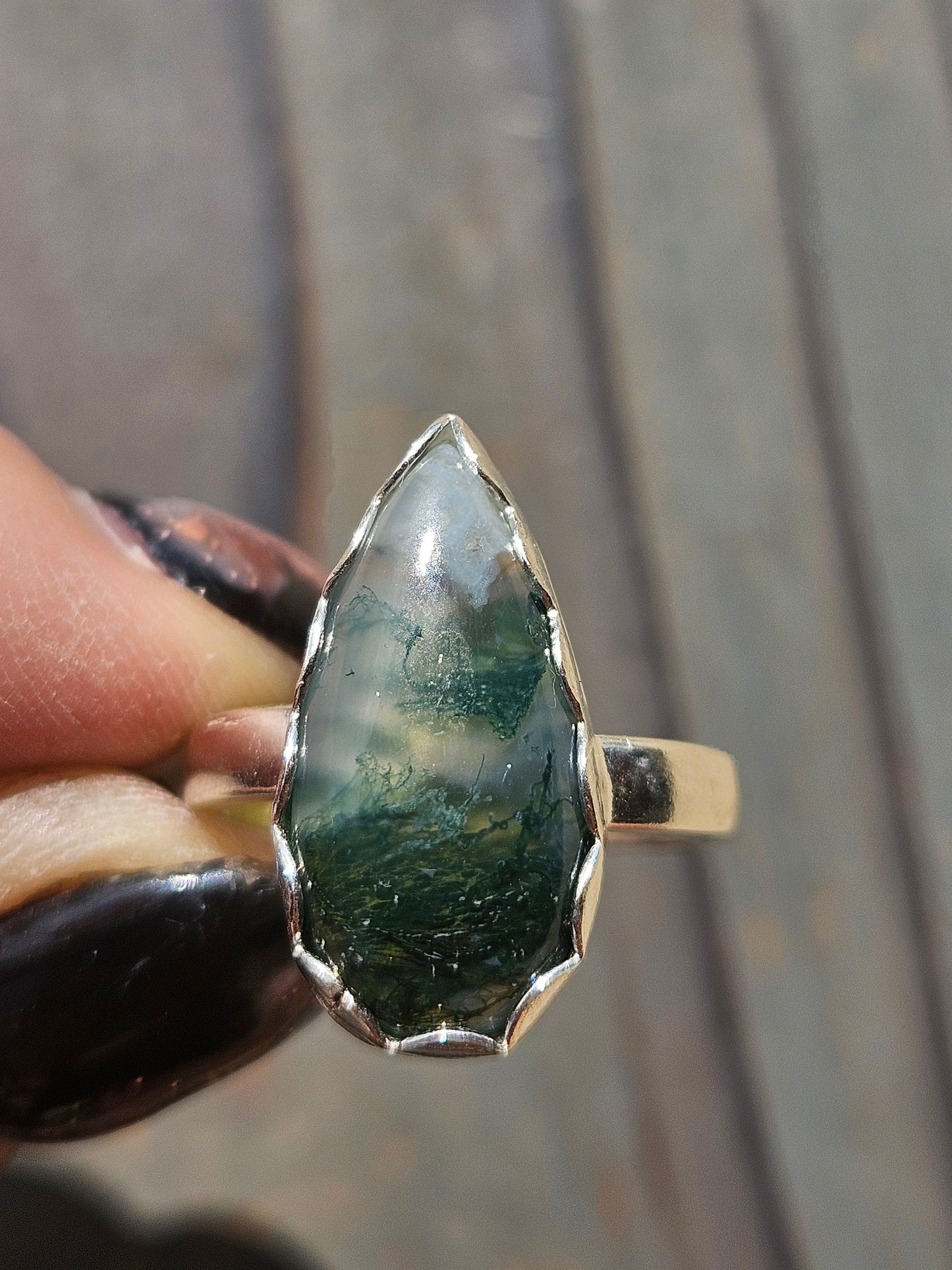 Moss Agate Ring, Size 6