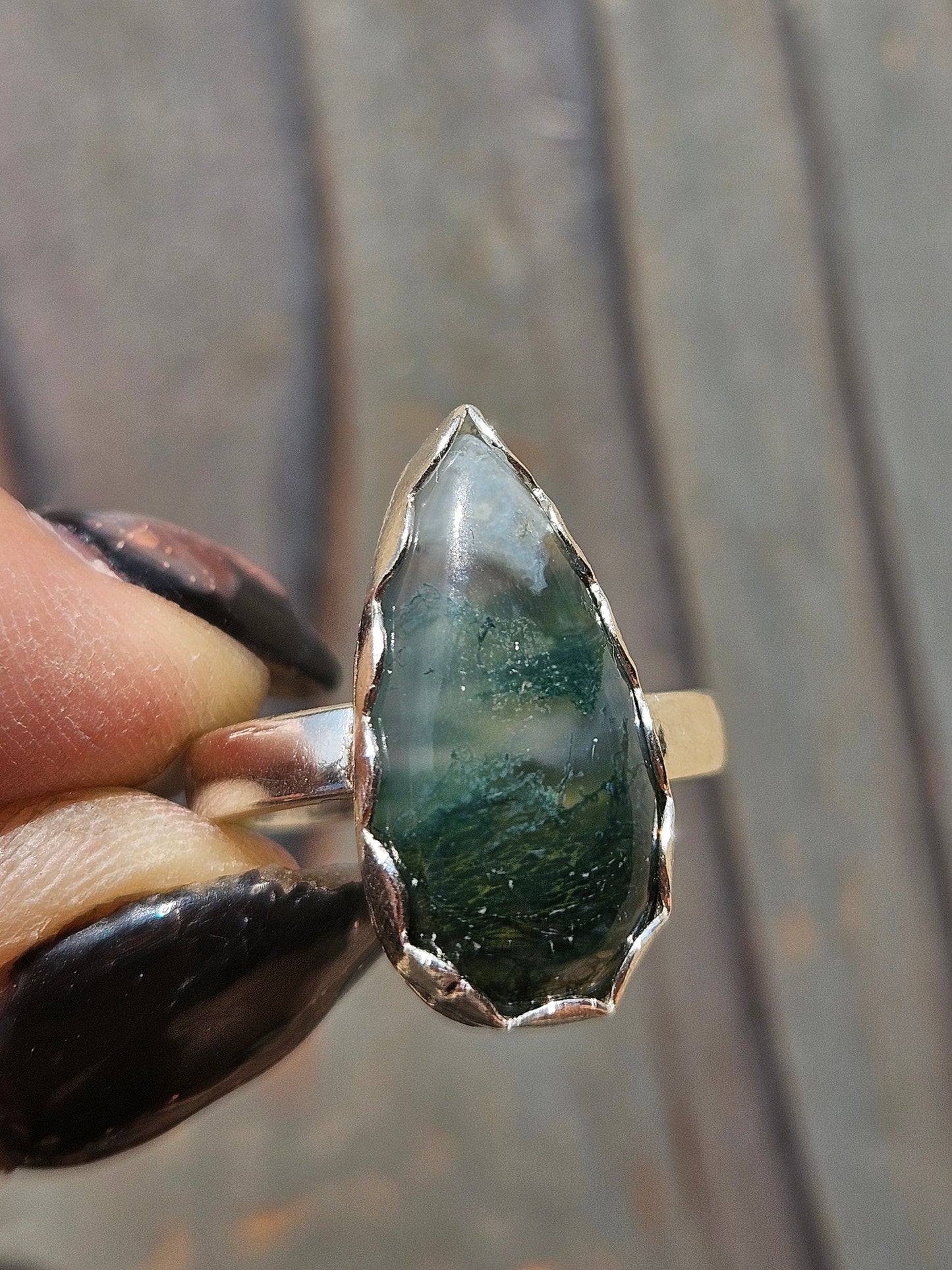 Moss Agate Ring, Size 6