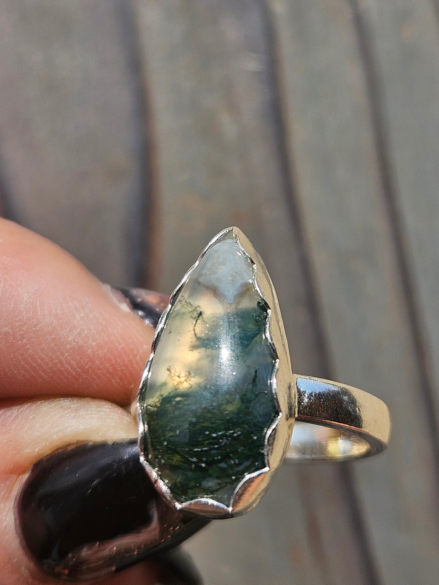 Moss Agate Ring, Size 6