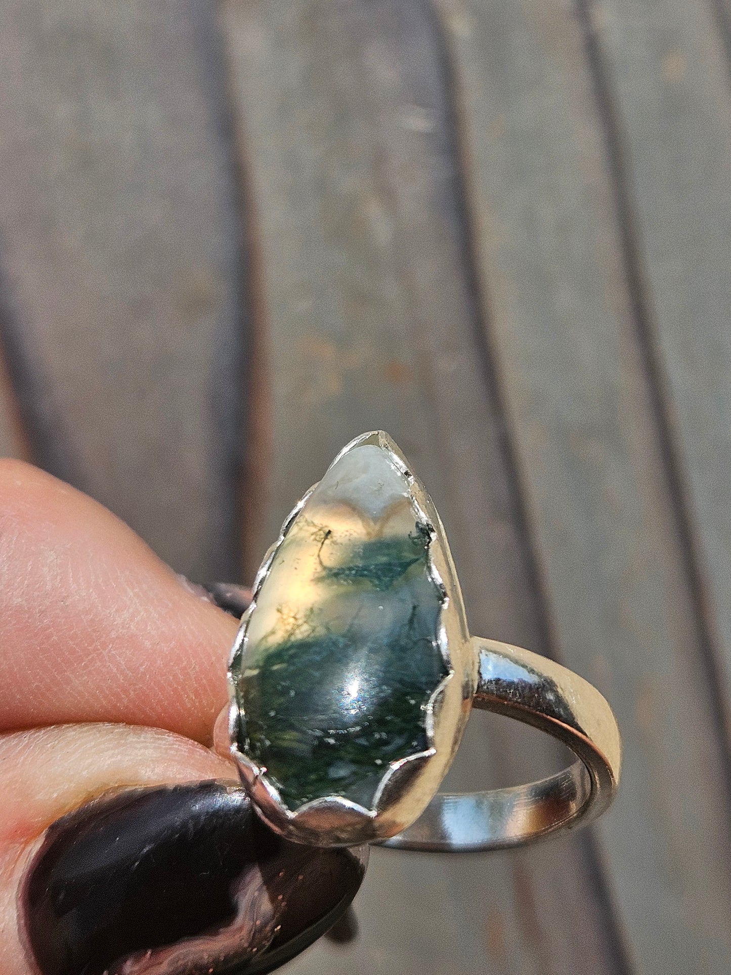 Moss Agate Ring, Size 6