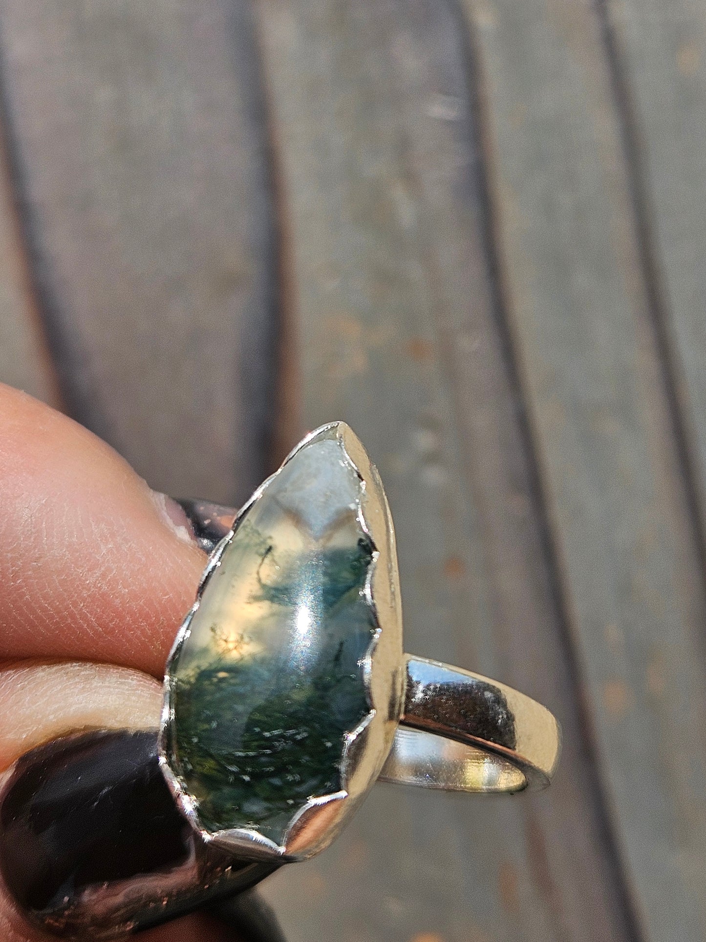 Moss Agate Ring, Size 6