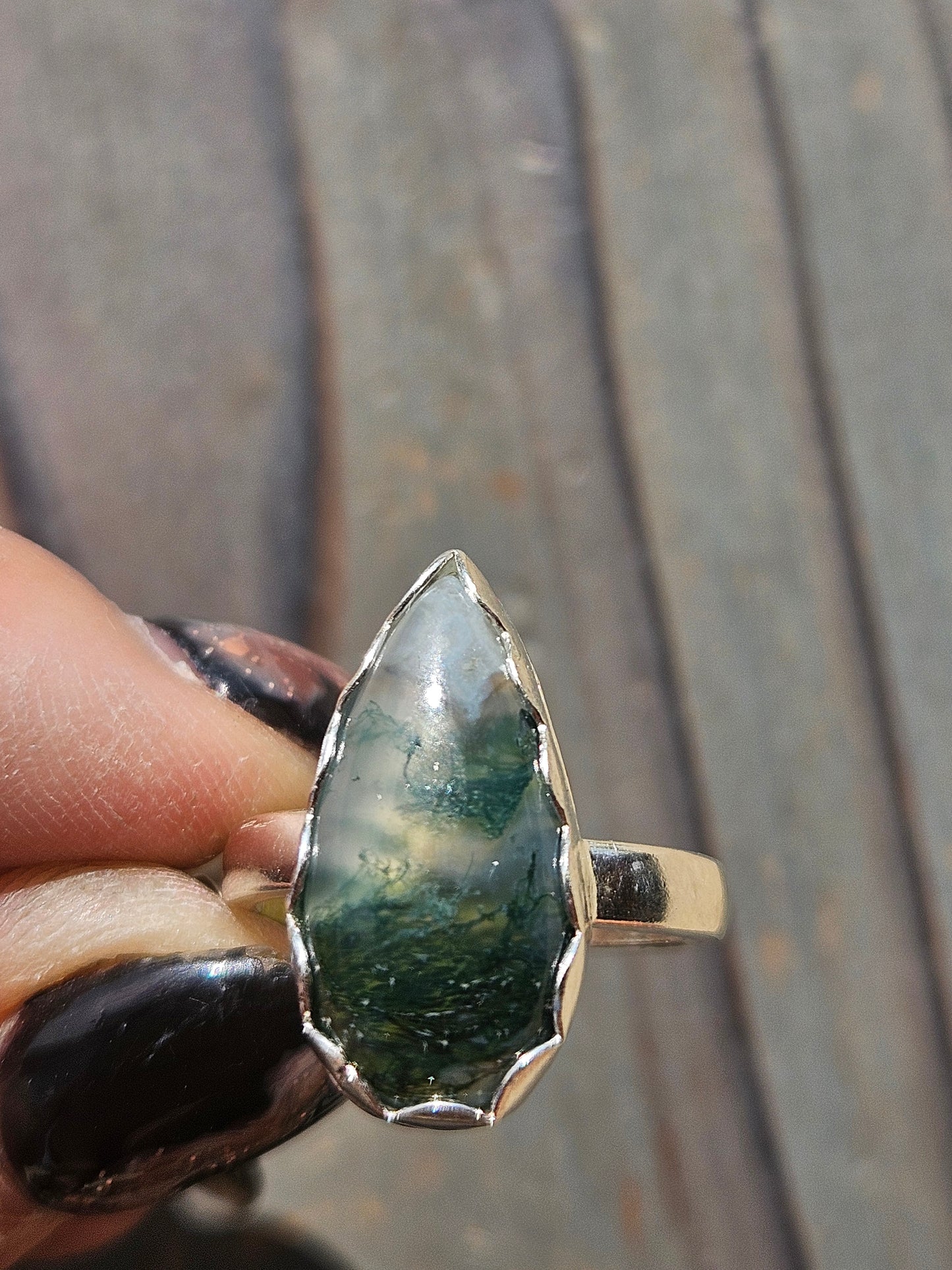 Moss Agate Ring, Size 6