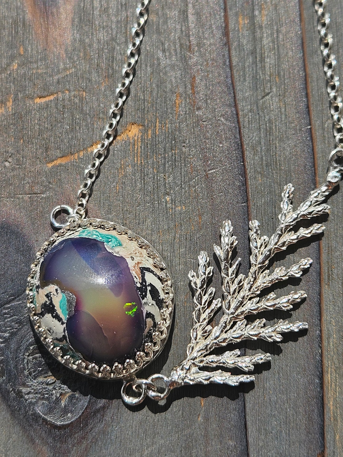 Galaxy Opal Cedar Necklace, 18in