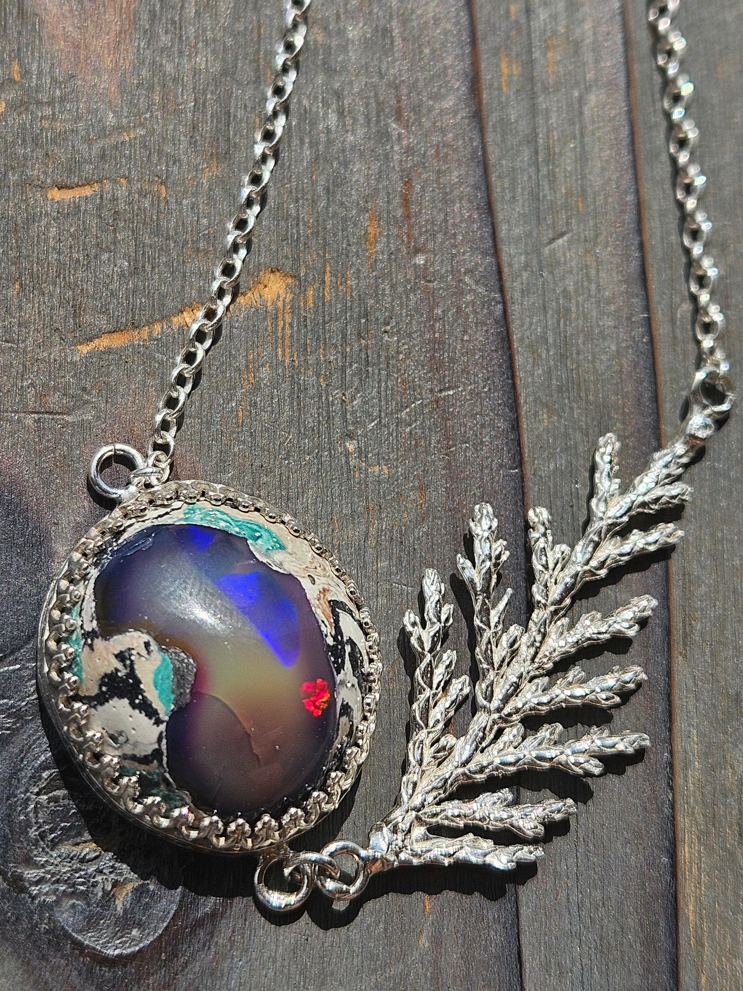 Galaxy Opal Cedar Necklace, 18in