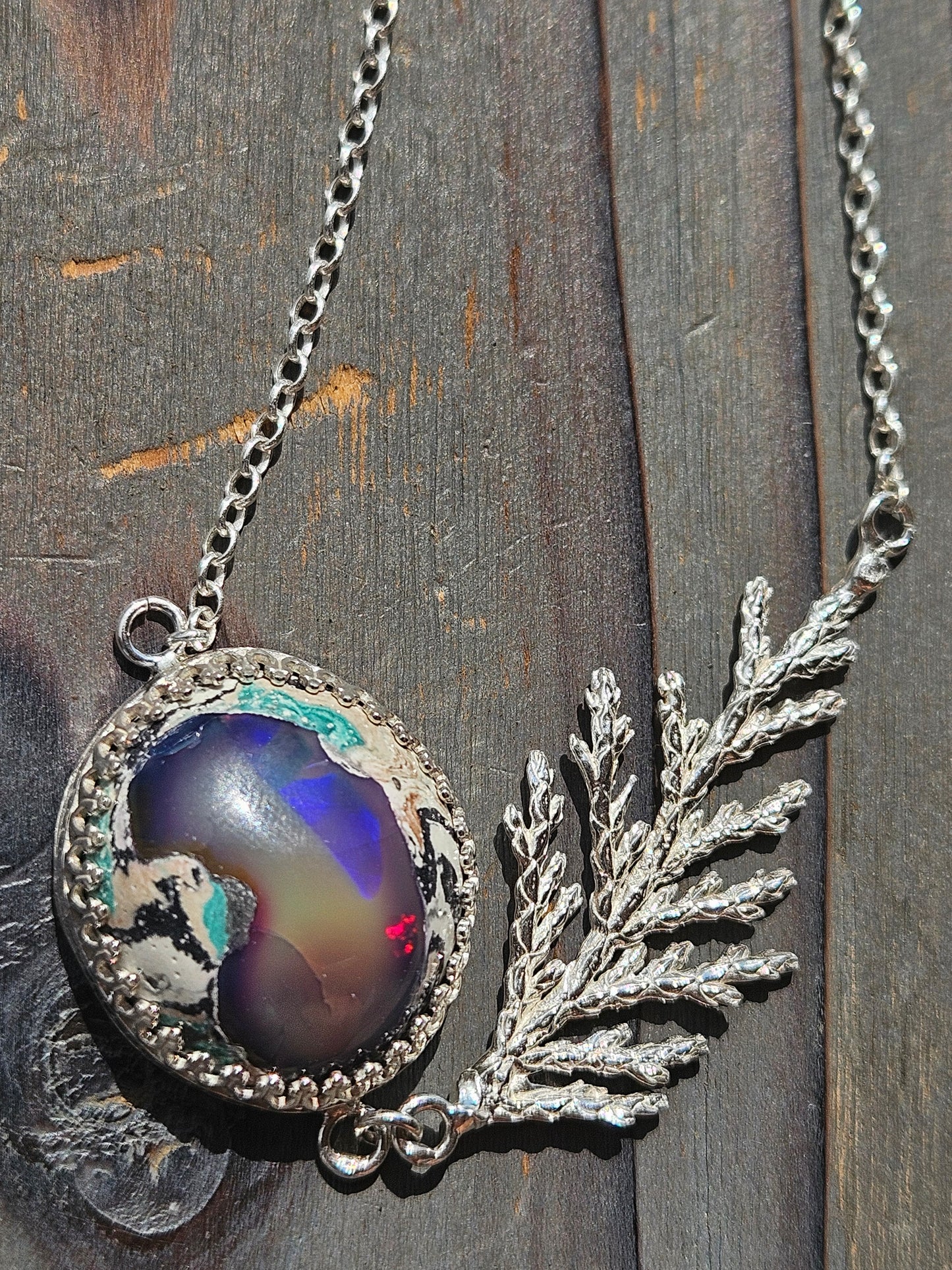 Galaxy Opal Cedar Necklace, 18in