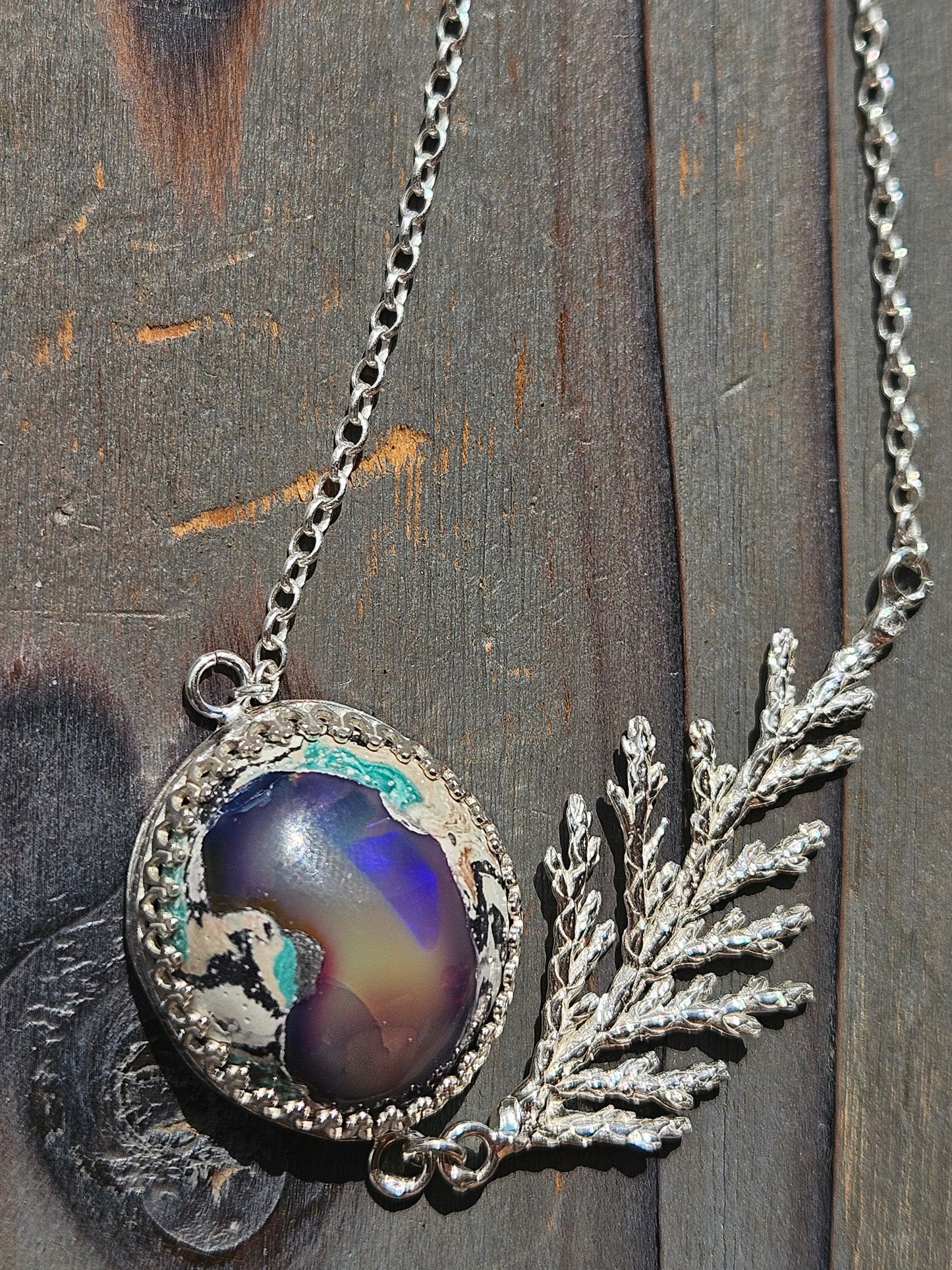 Galaxy Opal Cedar Necklace, 18in