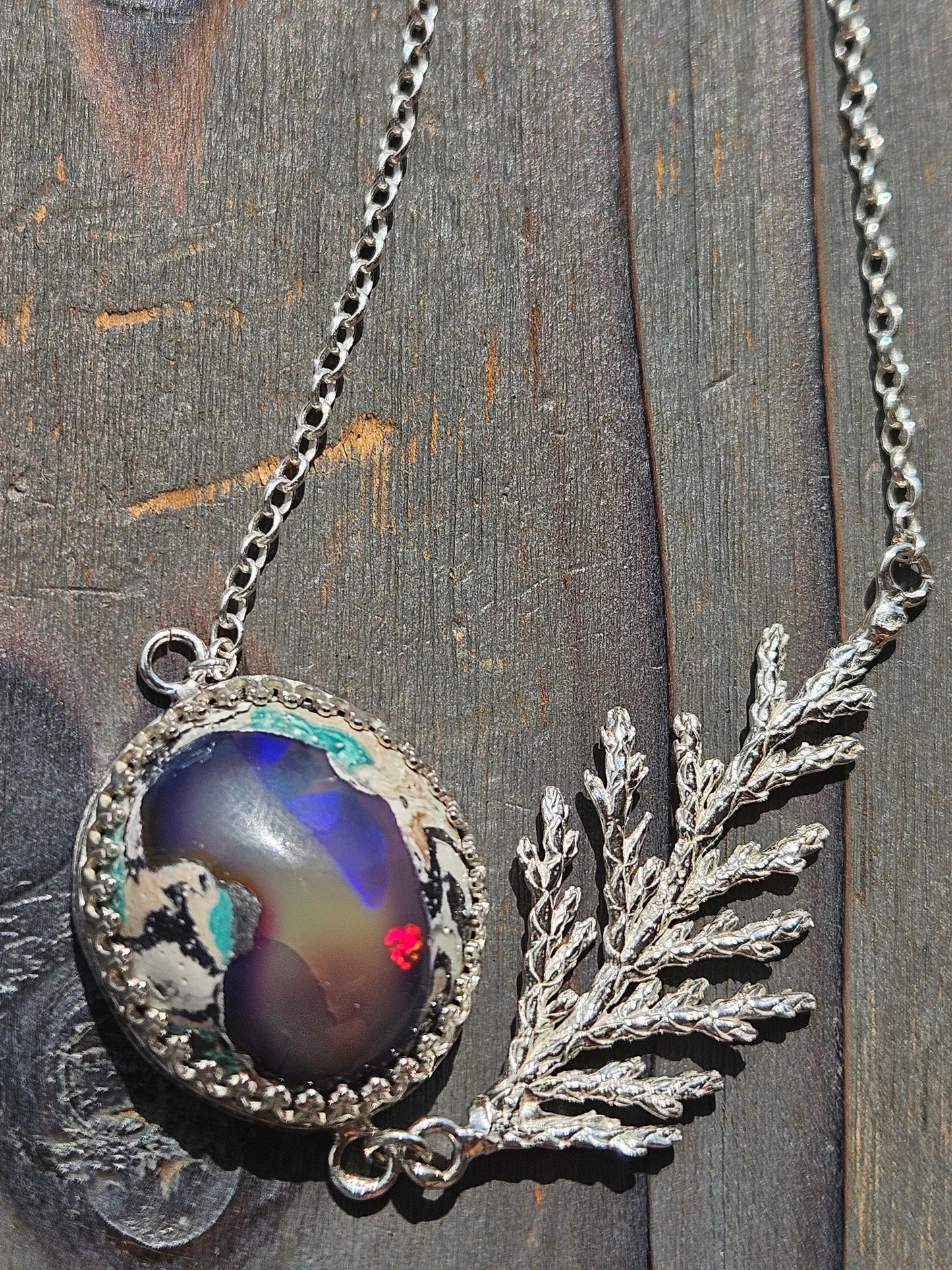 Galaxy Opal Cedar Necklace, 18in