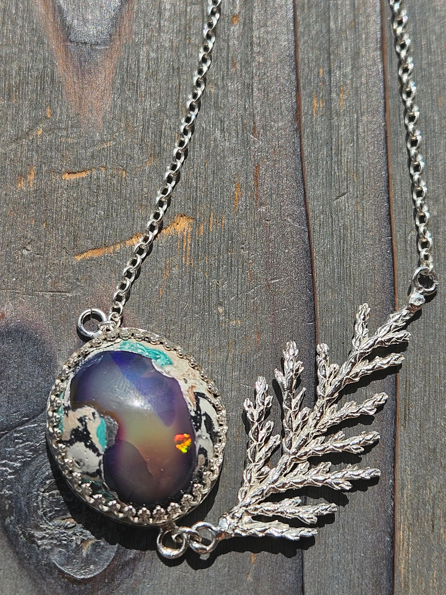 Galaxy Opal Cedar Necklace, 18in