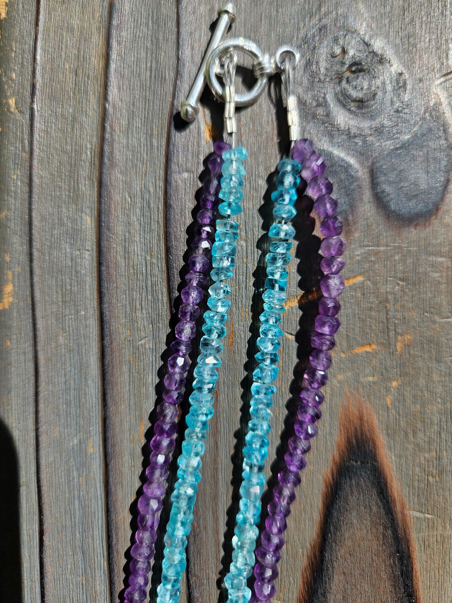Galaxy Opal Cedar Necklace with Amethyst and Apatite