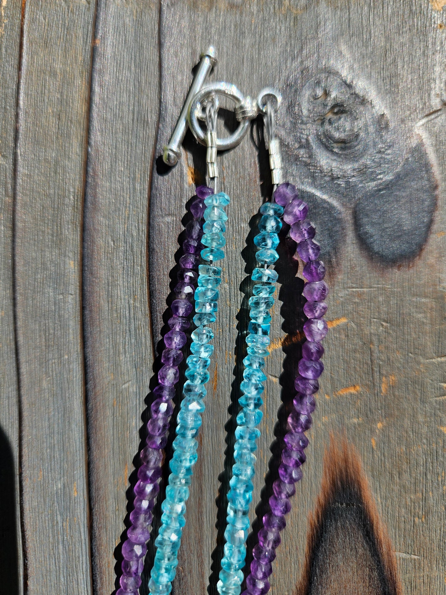 Galaxy Opal Cedar Necklace with Amethyst and Apatite
