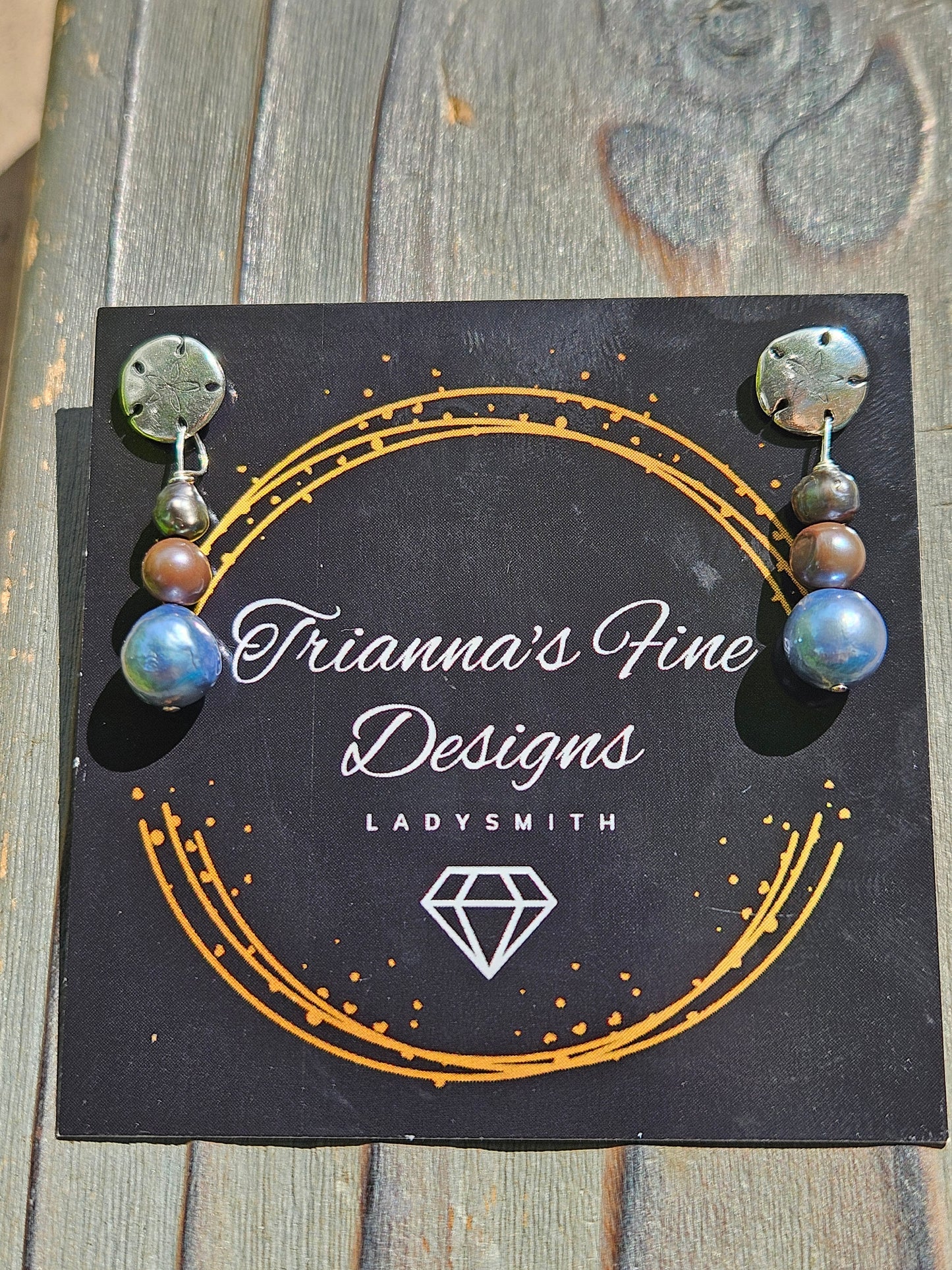 Sand Dollar and Pearl Stud Earrings