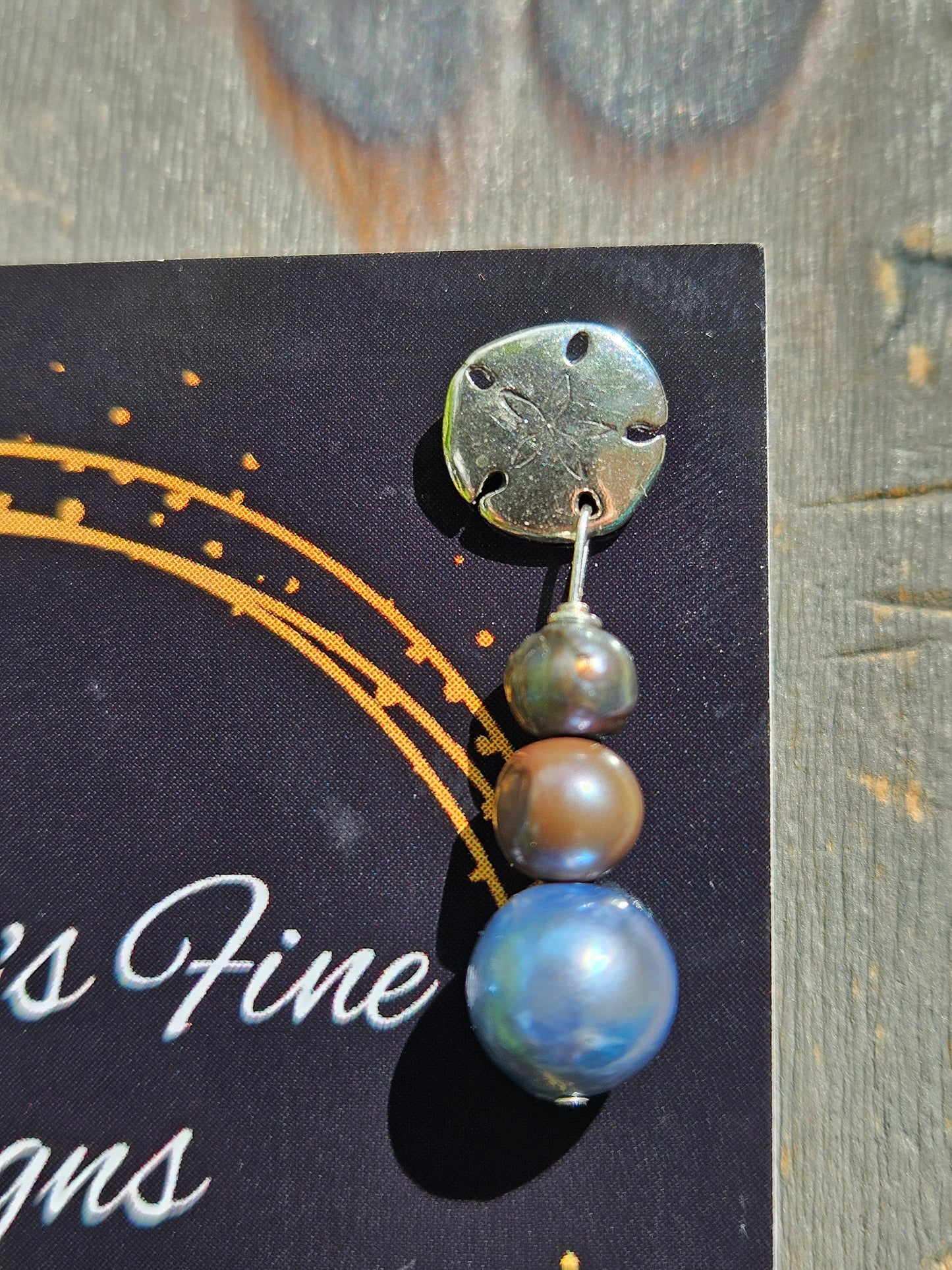 Sand Dollar and Pearl Stud Earrings