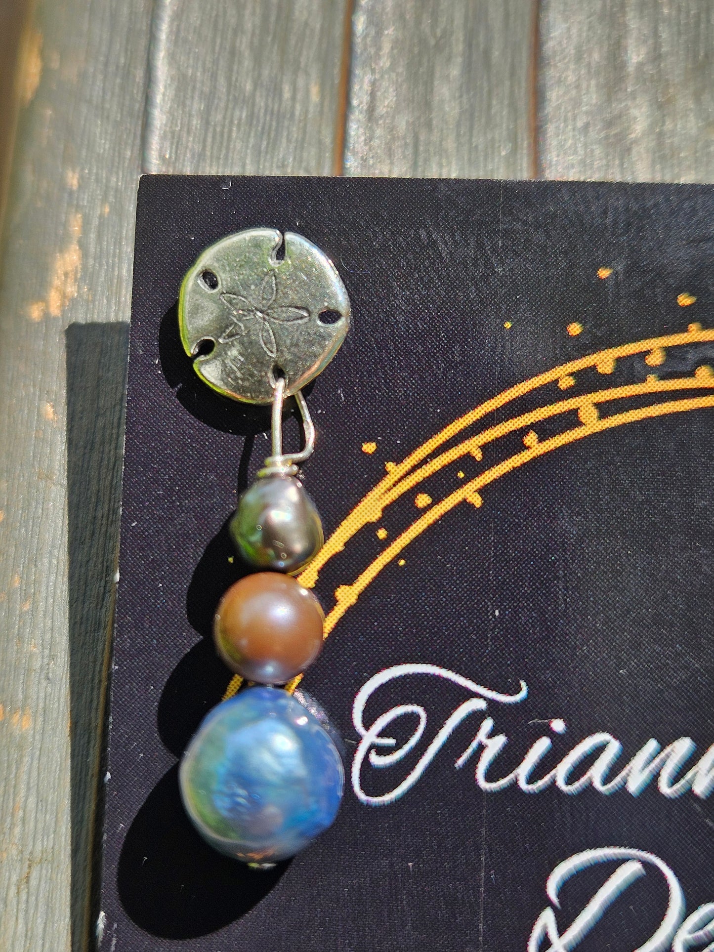 Sand Dollar and Pearl Stud Earrings
