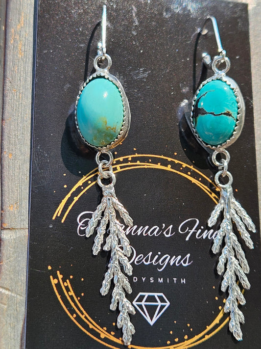 Turquoise Cedar Earrings