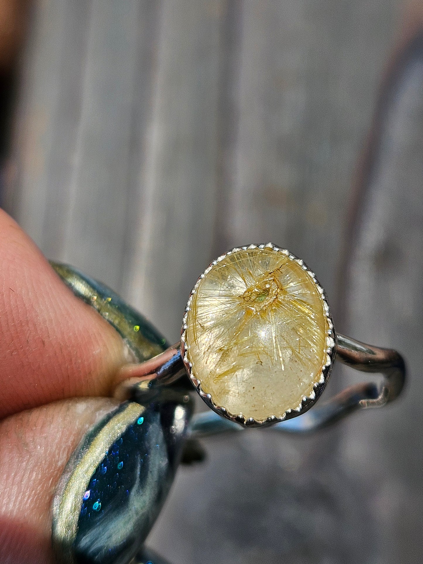 Golden Rutile Quartz Ring, Size 9