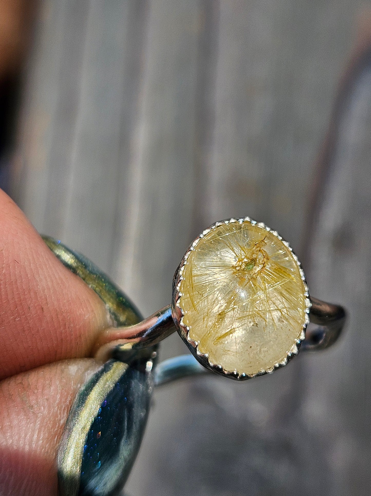 Golden Rutile Quartz Ring, Size 9