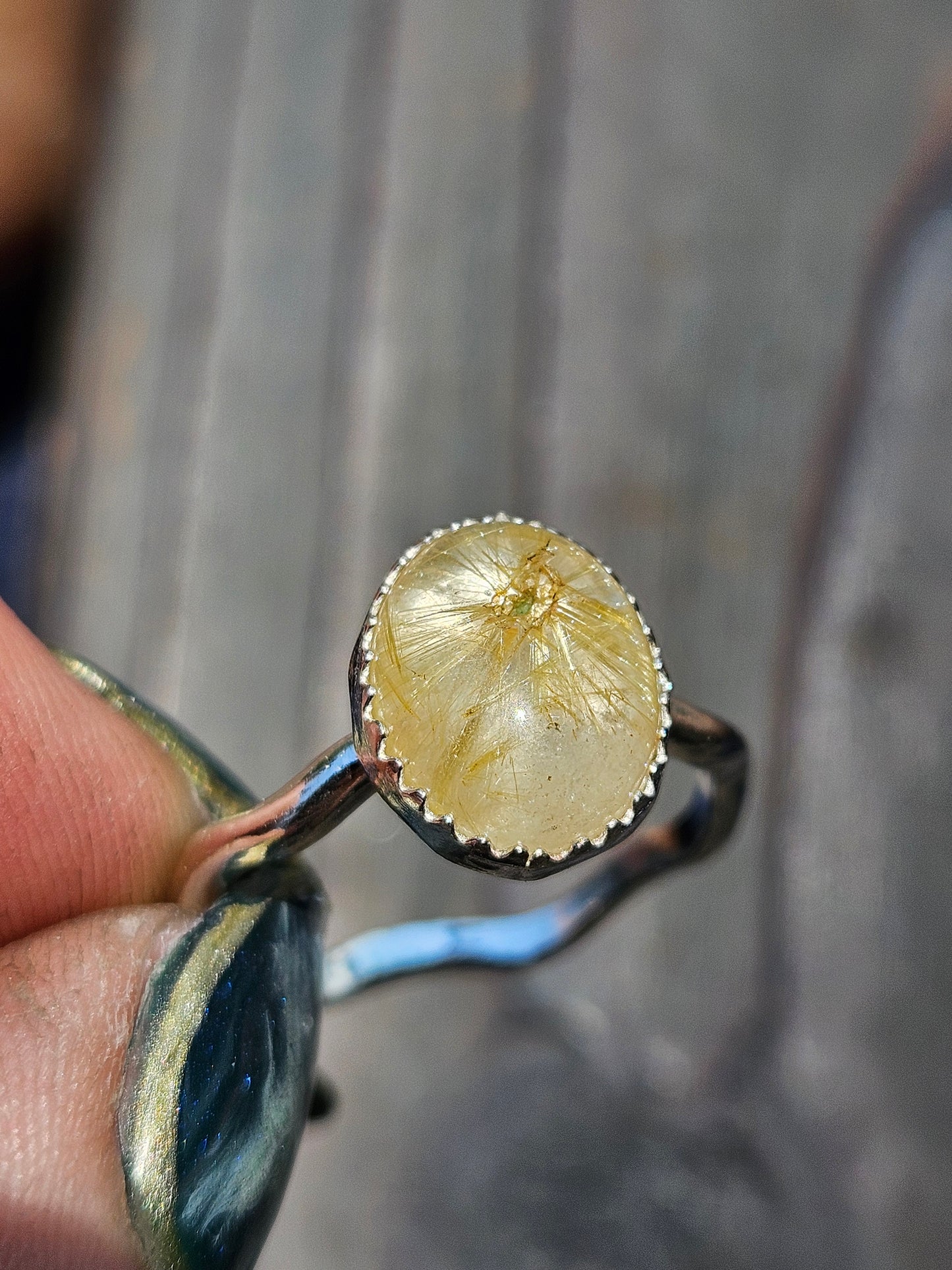 Golden Rutile Quartz Ring, Size 9