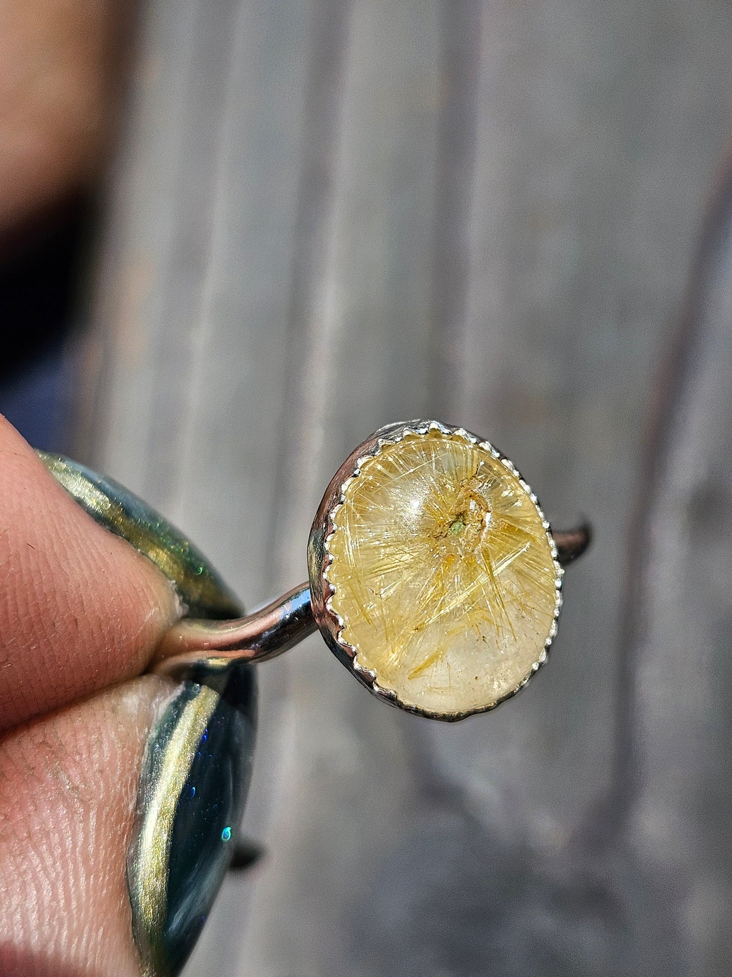 Golden Rutile Quartz Ring, Size 9
