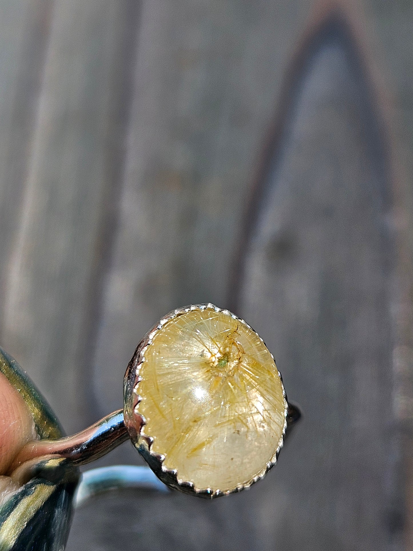 Golden Rutile Quartz Ring, Size 9