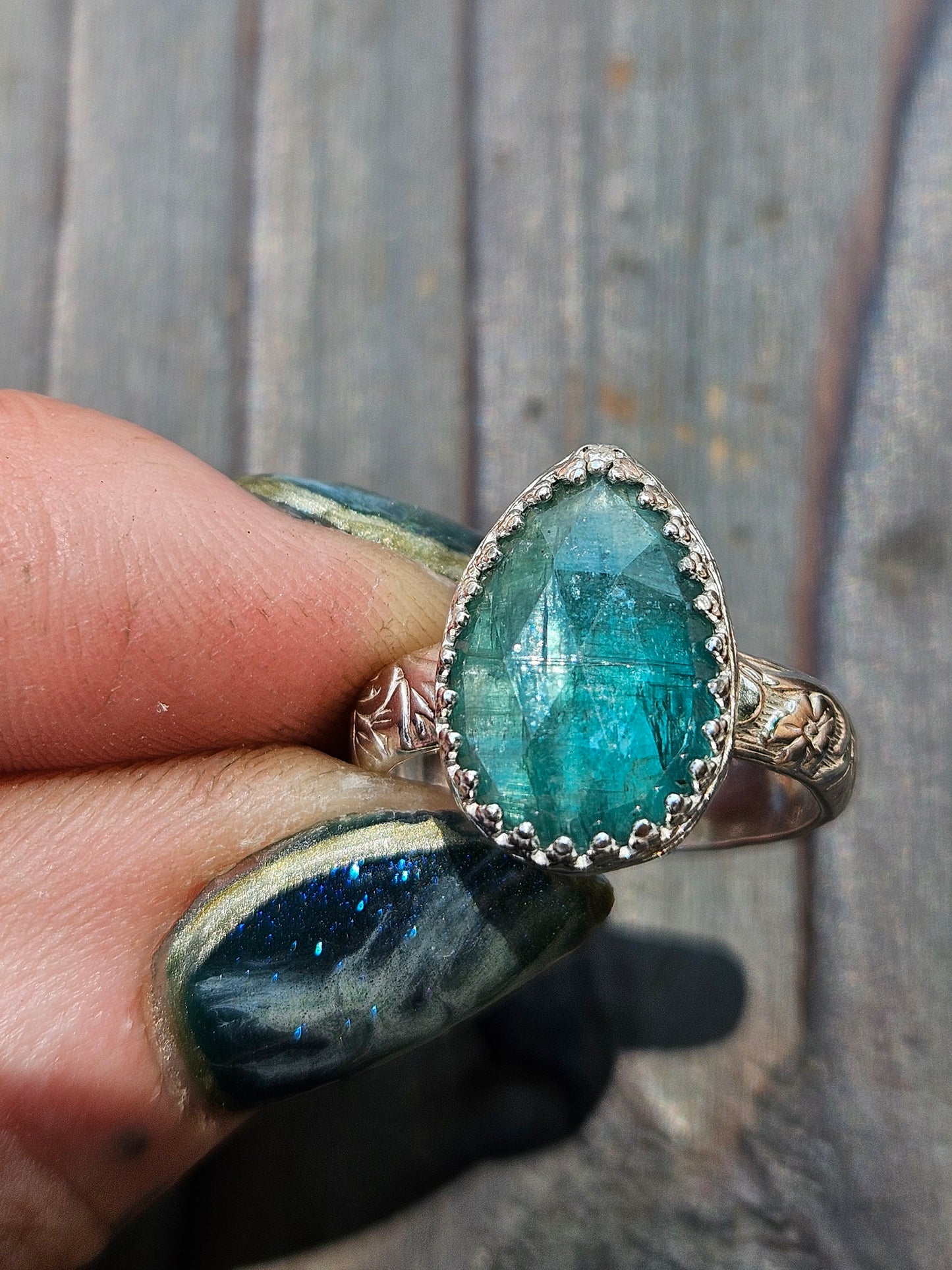 Green Kyanite Ring, Size 7