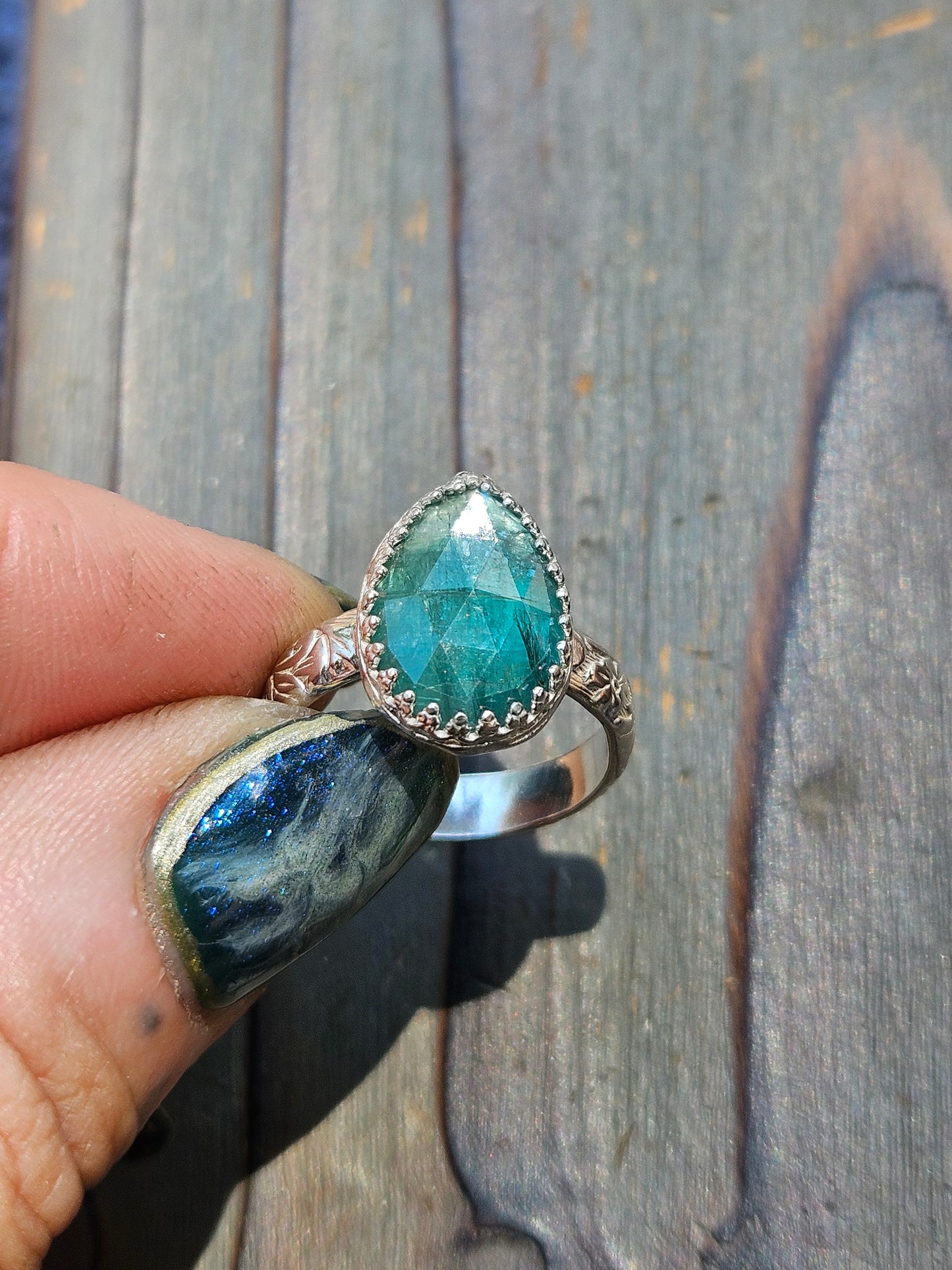 Green Kyanite Ring, Size 7