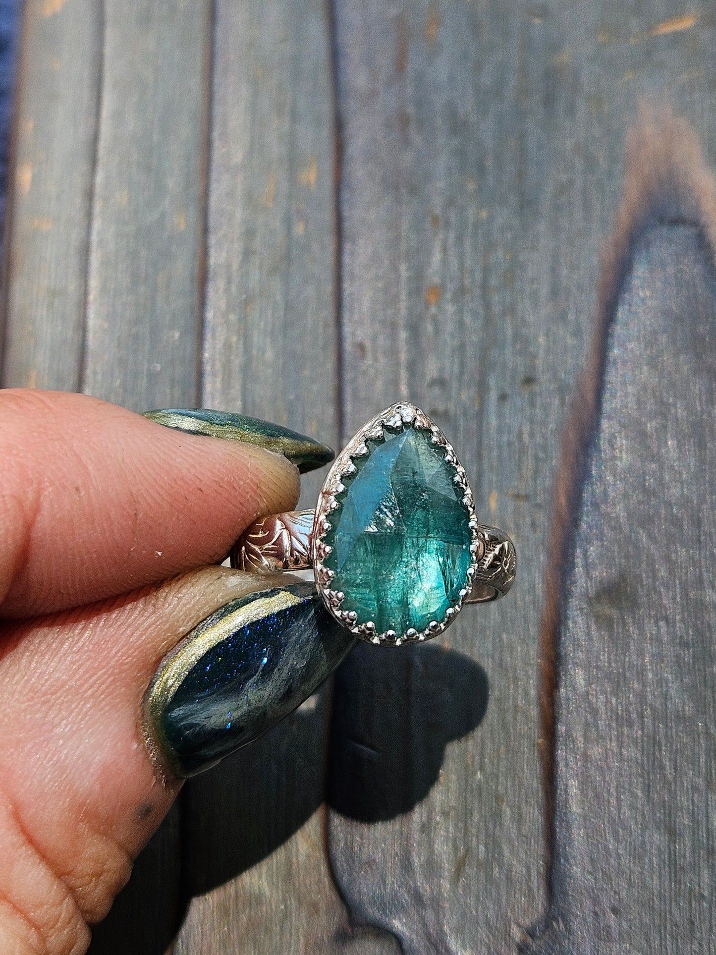Green Kyanite Ring, Size 7