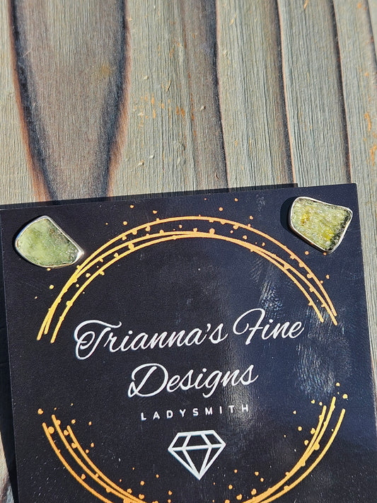 Moldavite Stud Earrings