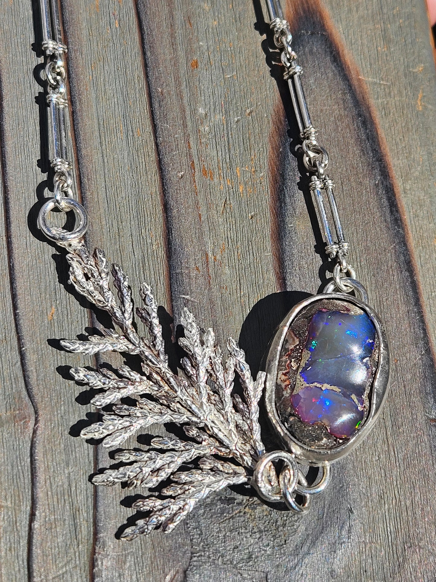 Galaxy Opal Cedar Necklace, 20in