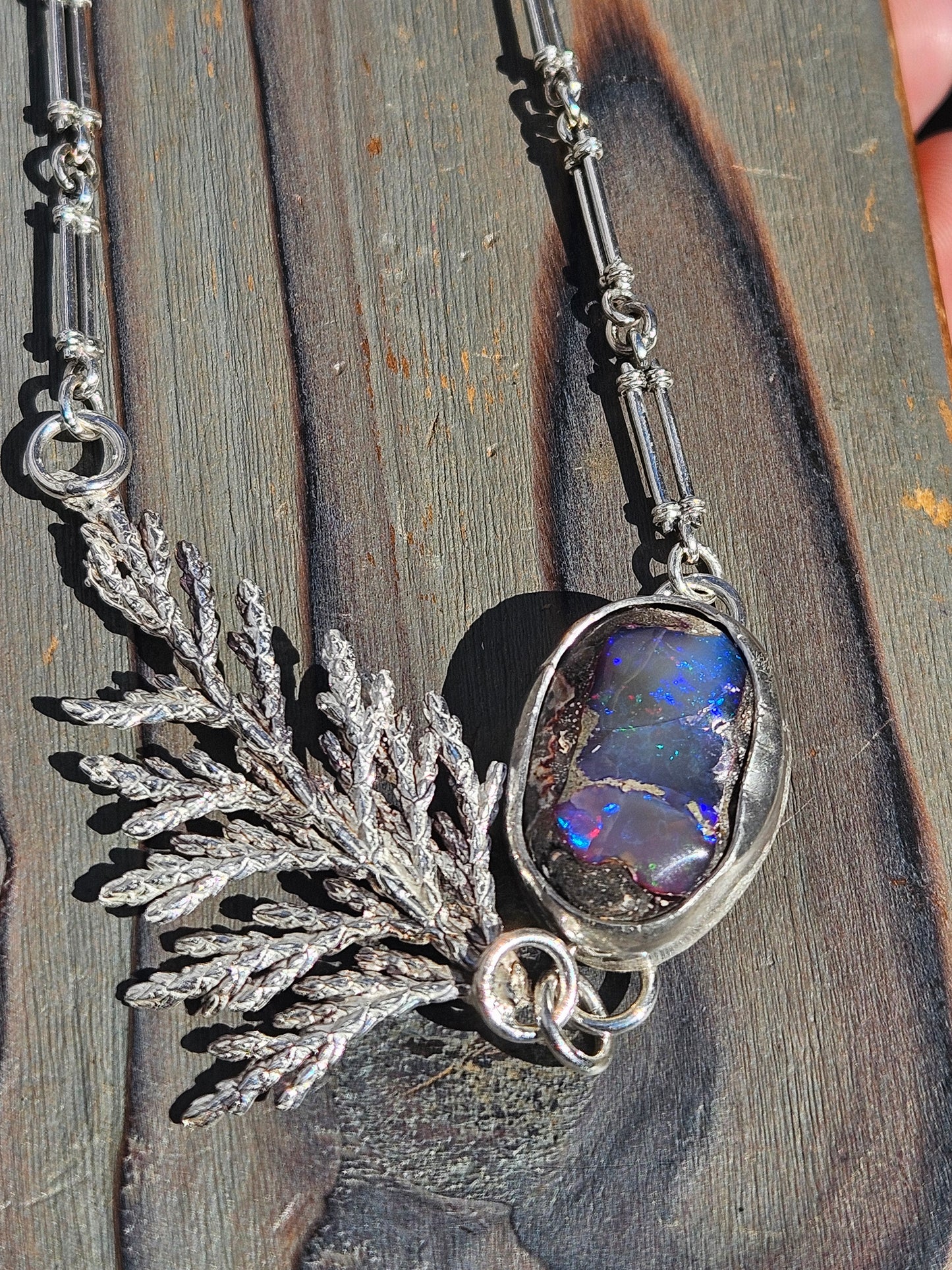 Galaxy Opal Cedar Necklace, 20in