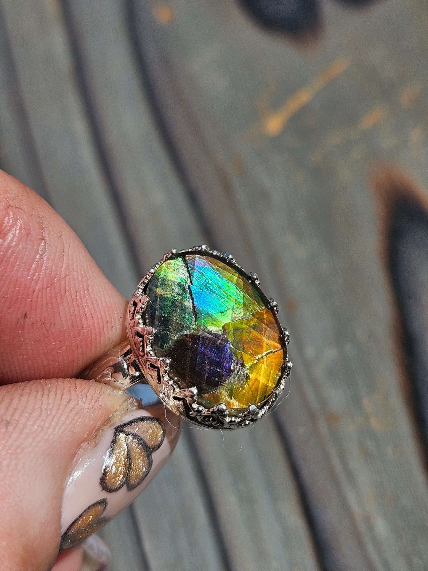 Ammolite Ring, Size 8.5