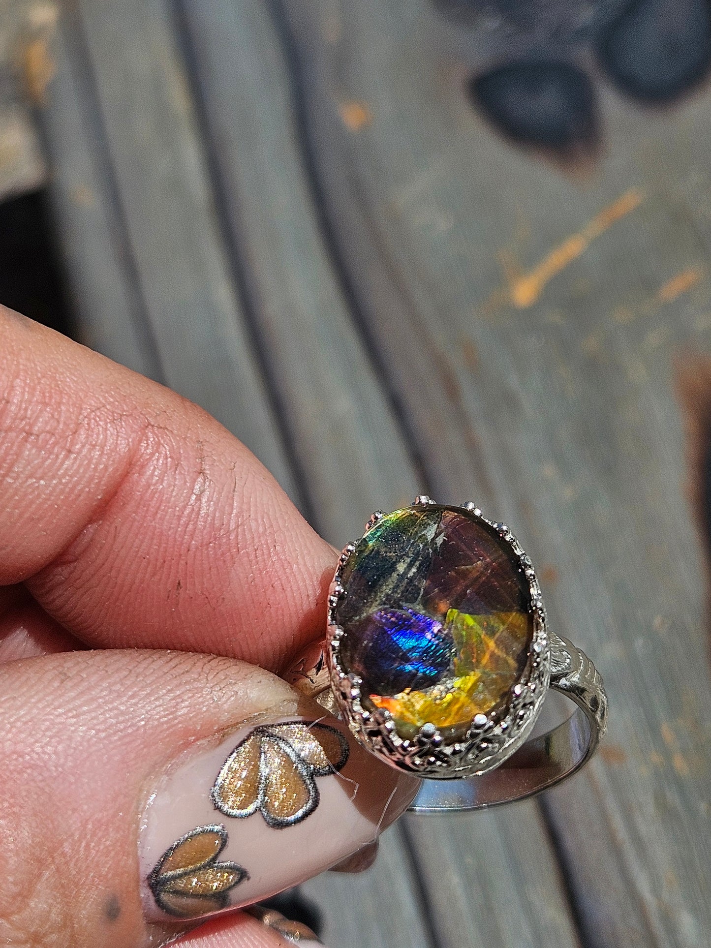 Ammolite Ring, Size 8.5