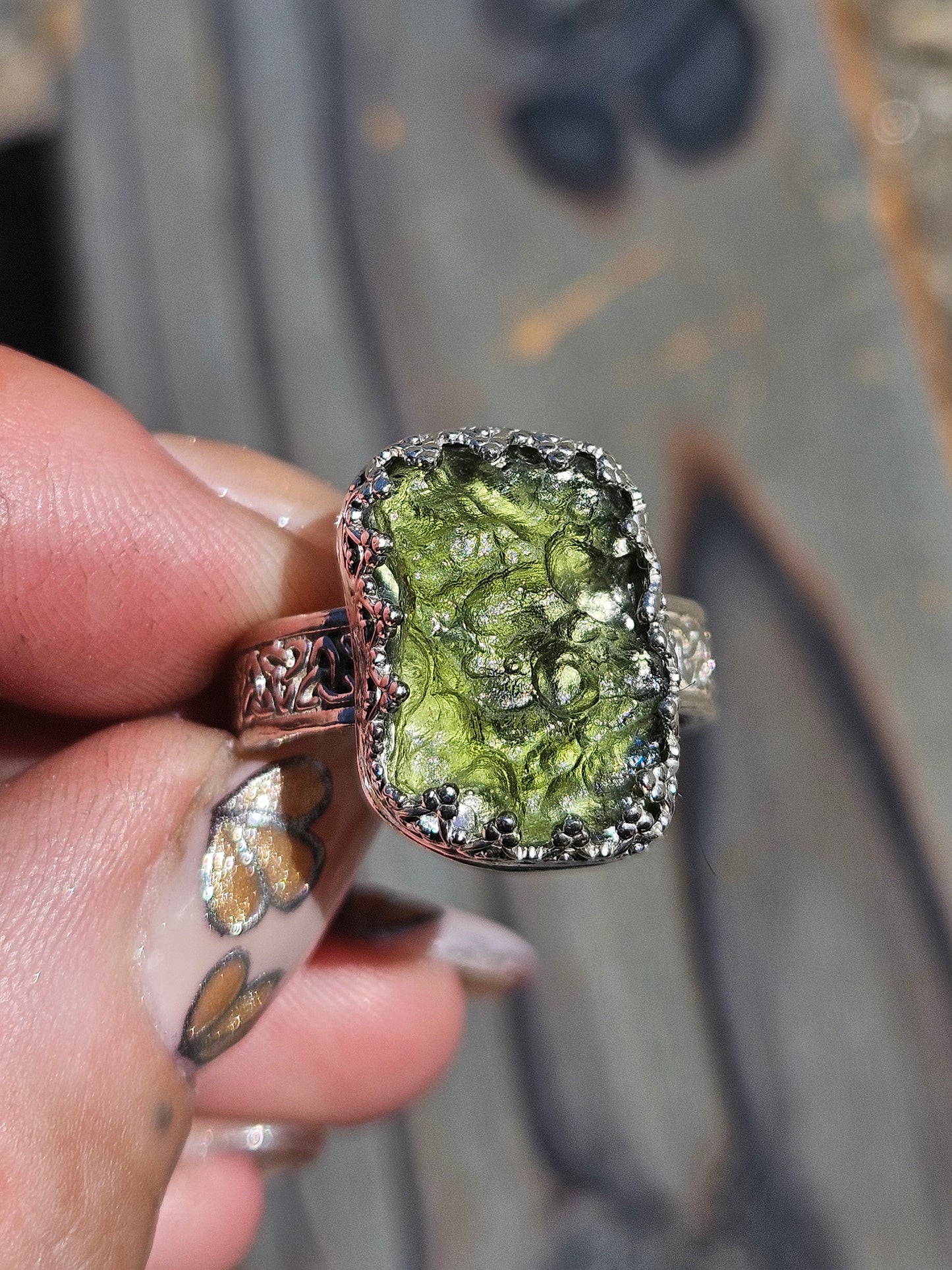 Moldavite Ring, Size 10