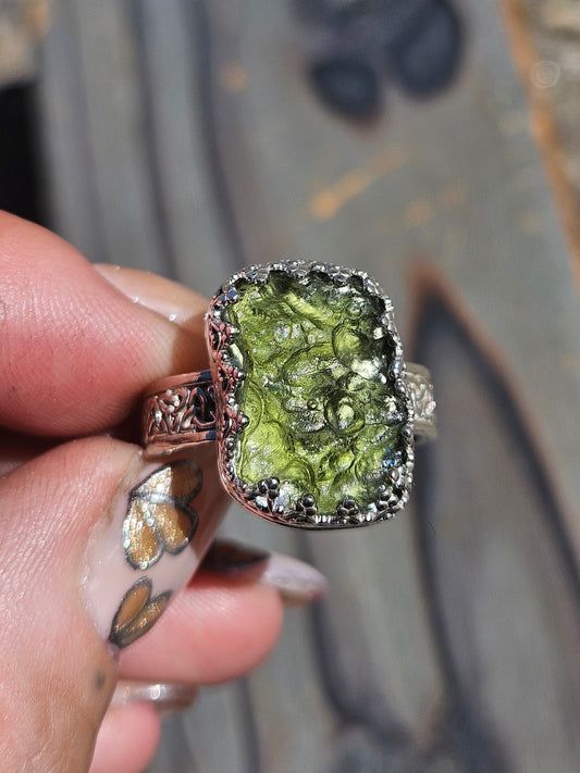 Moldavite Ring, Size 10