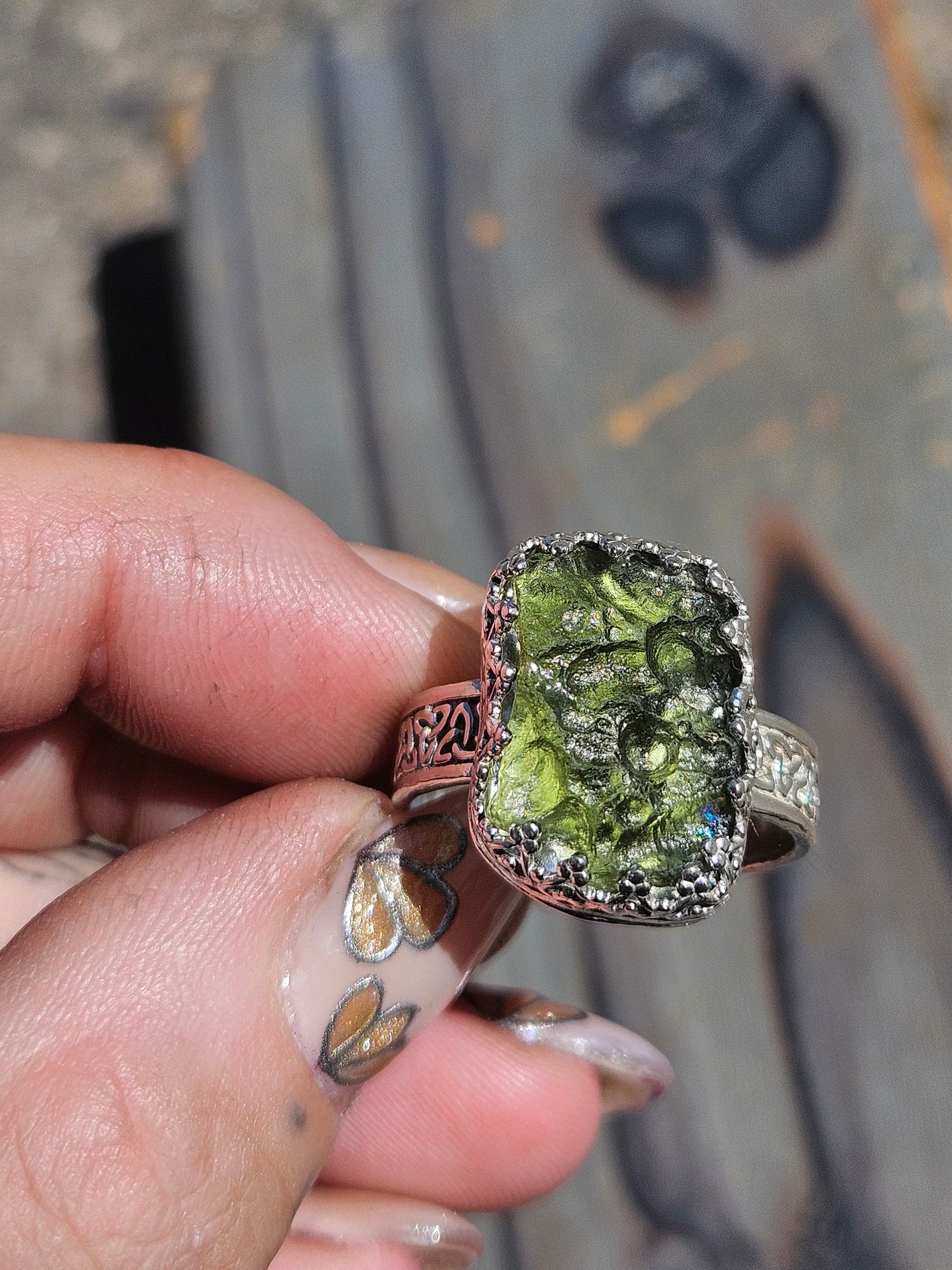 Moldavite Ring, Size 10