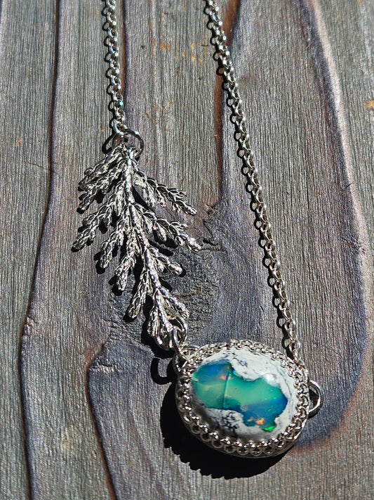 Galaxy Opal Cedar Necklace, 20in
