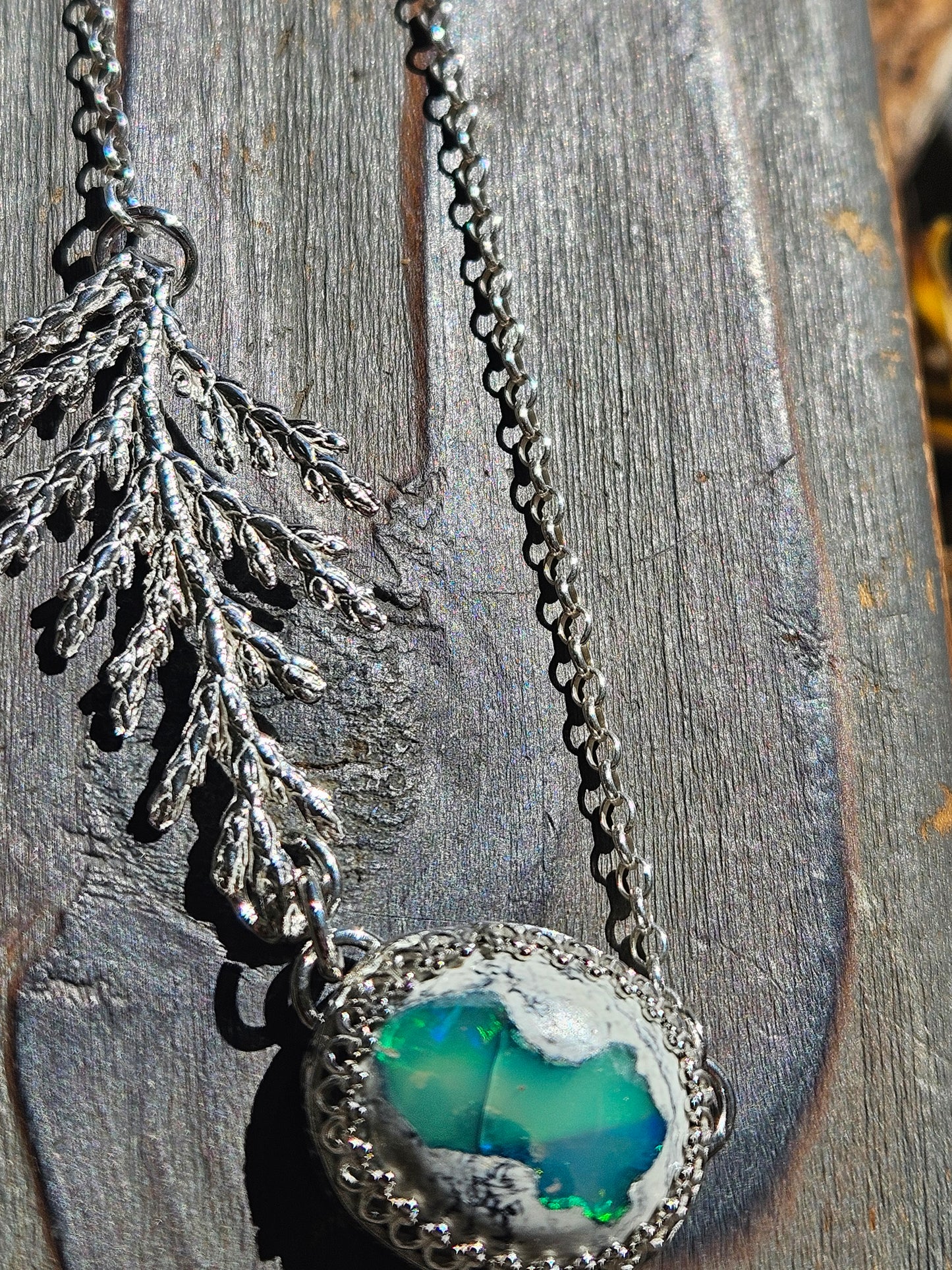 Galaxy Opal Cedar Necklace, 20in
