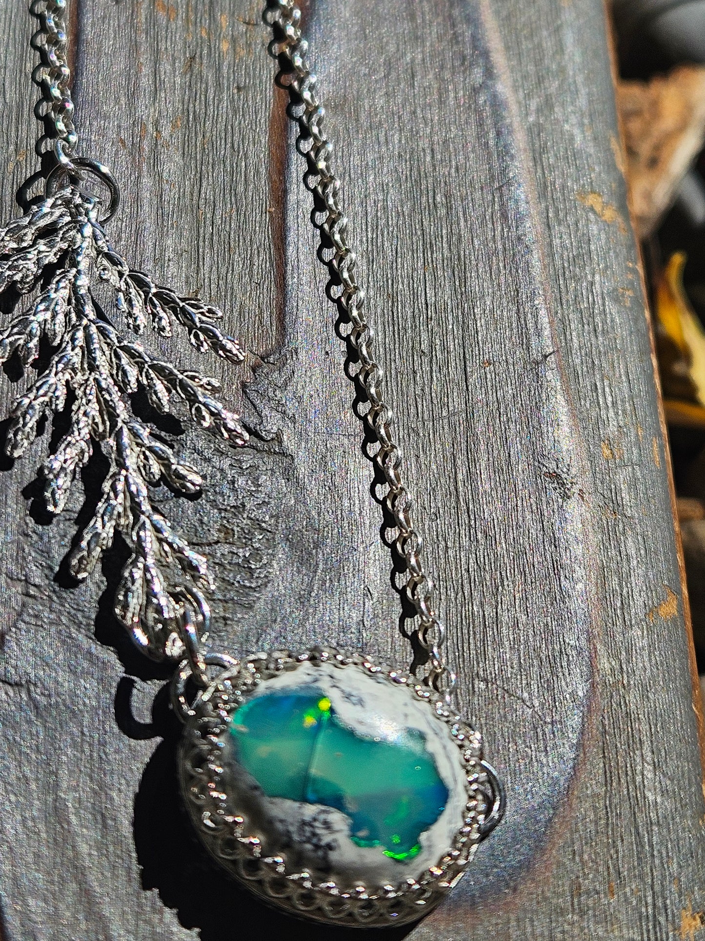 Galaxy Opal Cedar Necklace, 20in