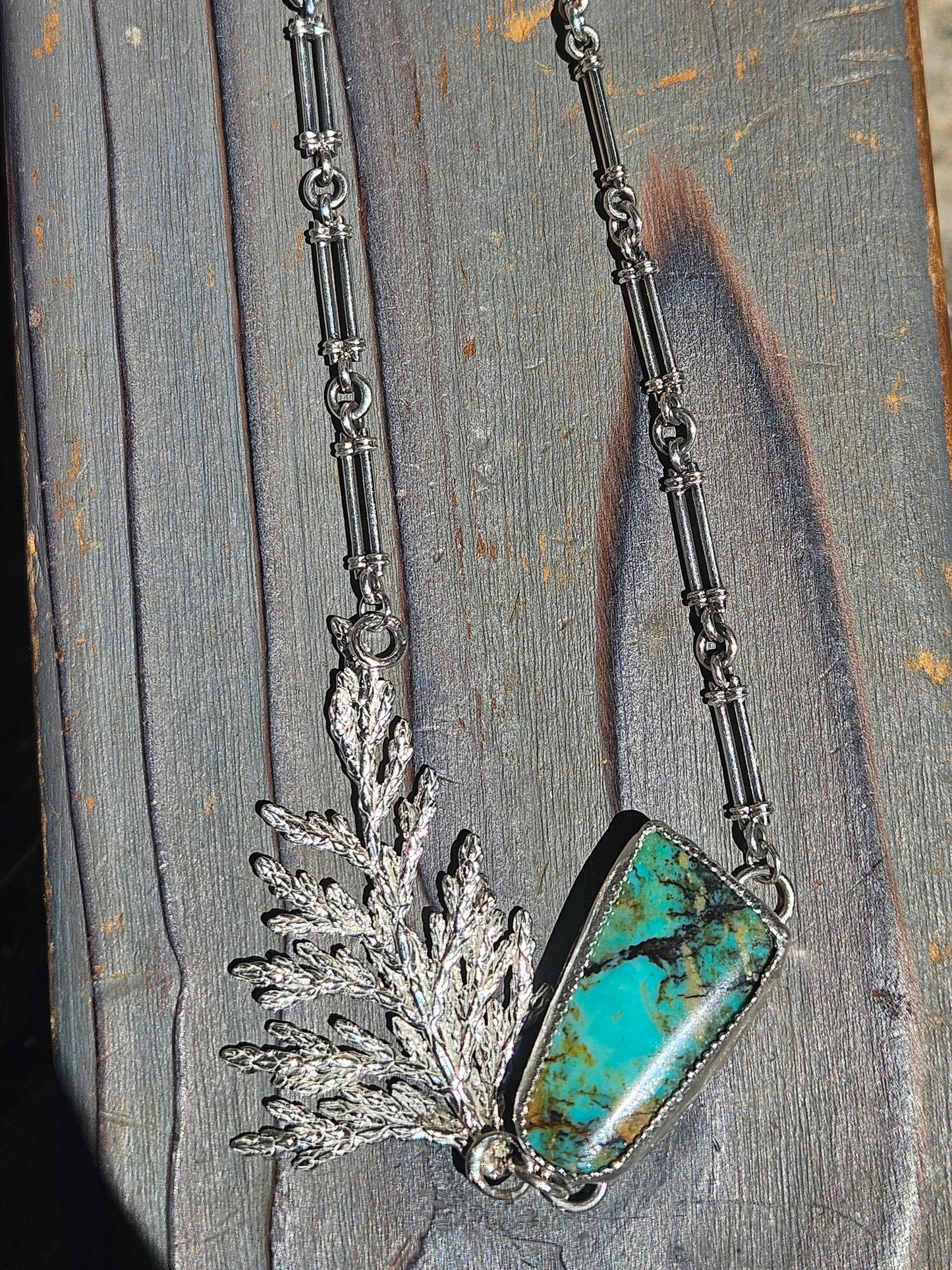 Colorado Turquoise Cedar Necklace, 20in