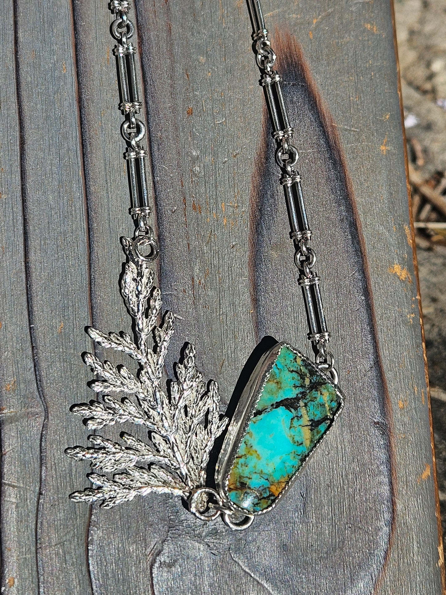 Colorado Turquoise Cedar Necklace, 20in