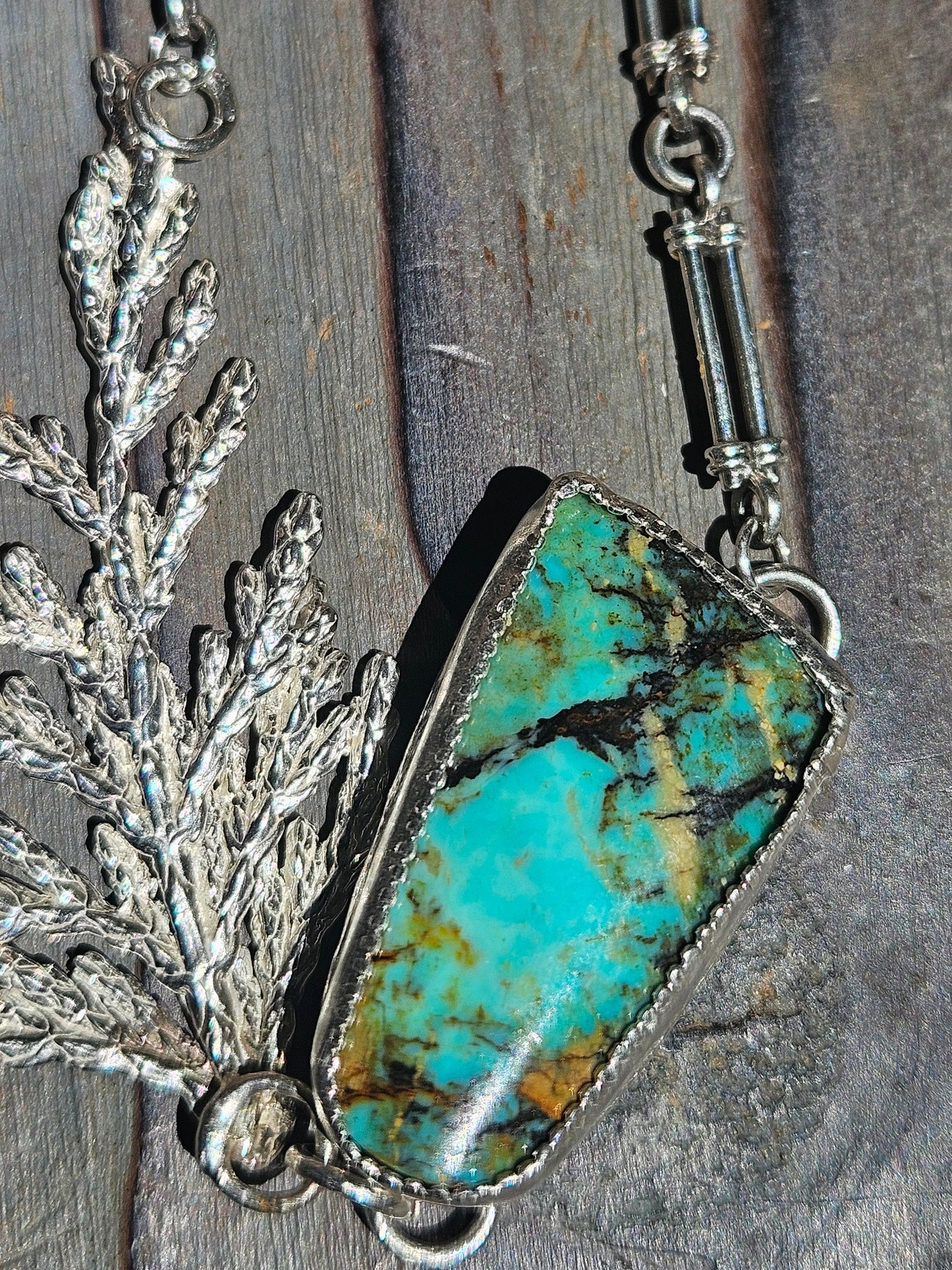 Colorado Turquoise Cedar Necklace, 20in