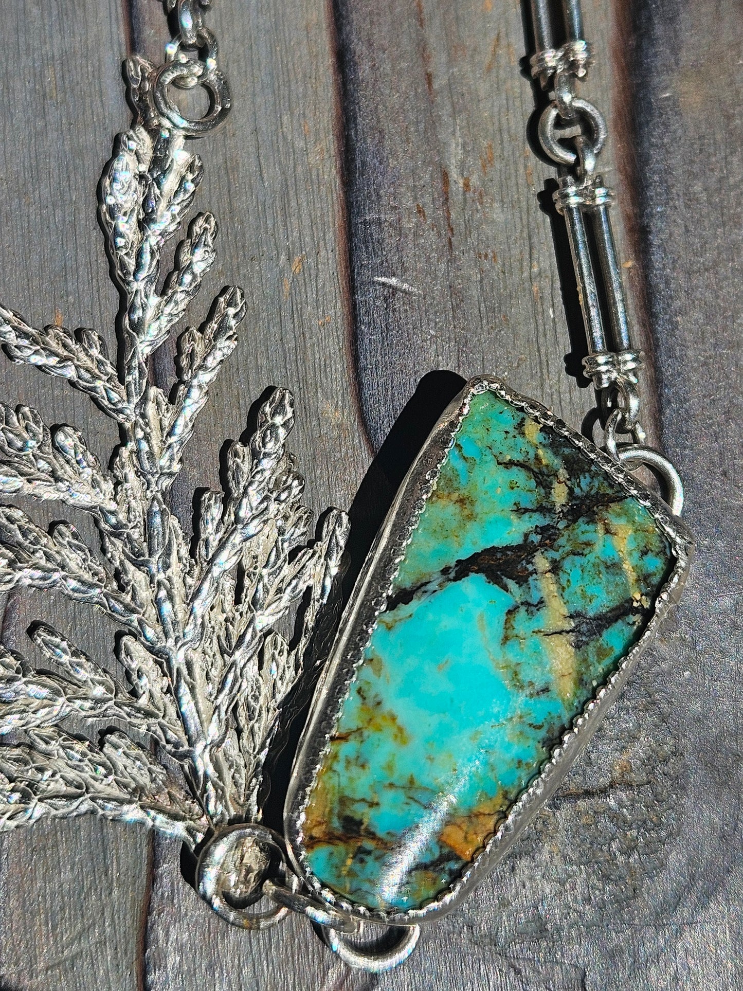 Colorado Turquoise Cedar Necklace, 20in