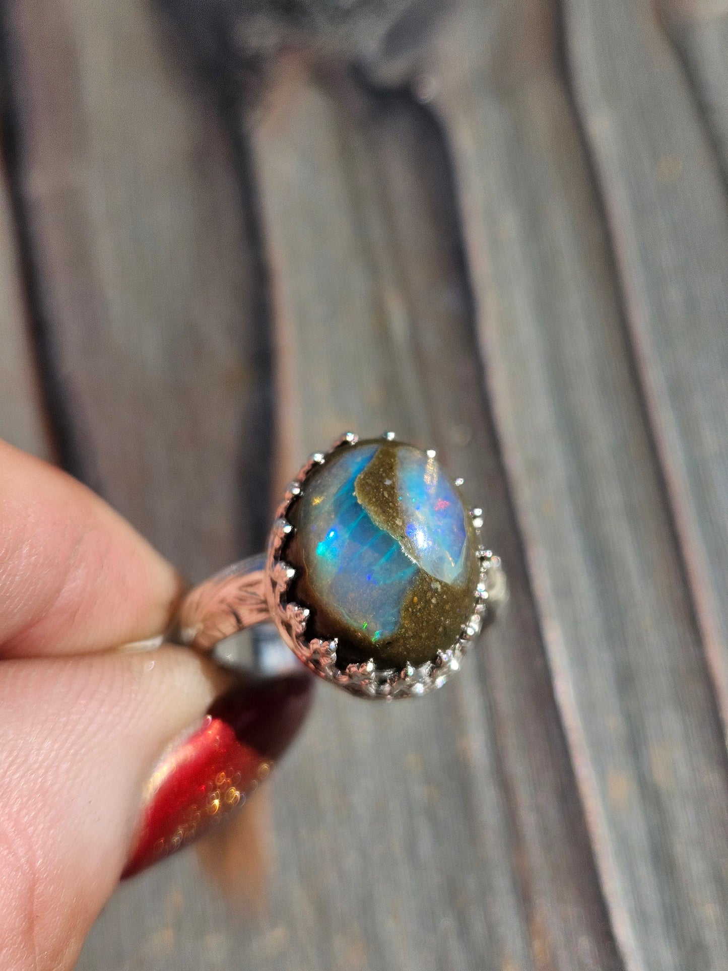 Galaxy Opal Ring, Size 8.5