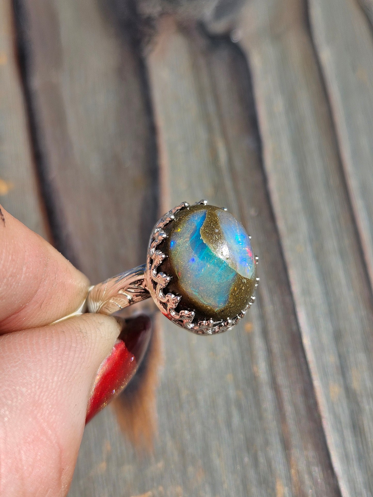 Galaxy Opal Ring, Size 8.5